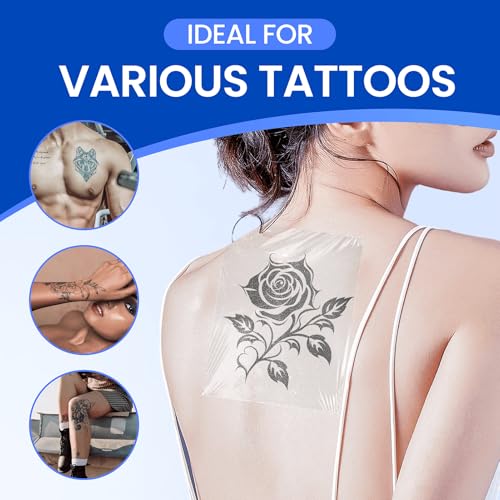 Image of Large Waterproof Bandages Clear Dressings Tattoo Tape Sensitive Skin Wounds Care, Transparent Film Dressing Adhesive Patch for Post Surgical Use, Medical Cover for Fragile Skin 6x8 Inch, 25 Packs
