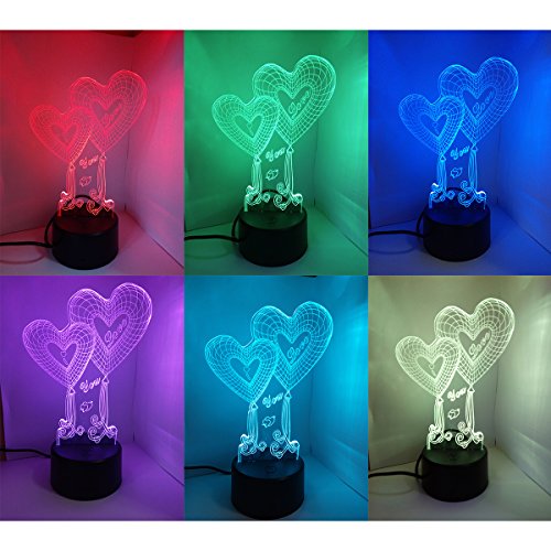 LEDMOMO 3D Illusion LED Night Light, Love Heart
