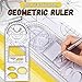 1PCS Multifunctional Geometric Ruler Geometric Drawing Template Measuring Tool Plastic Draft Rulers Students for School Office Supplies