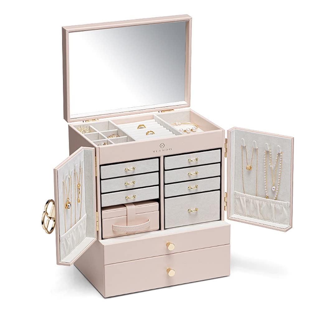 Scatola portagioie Classica retrò in Pelle da Donna, Contenitore Europeo per Regalo da Donna