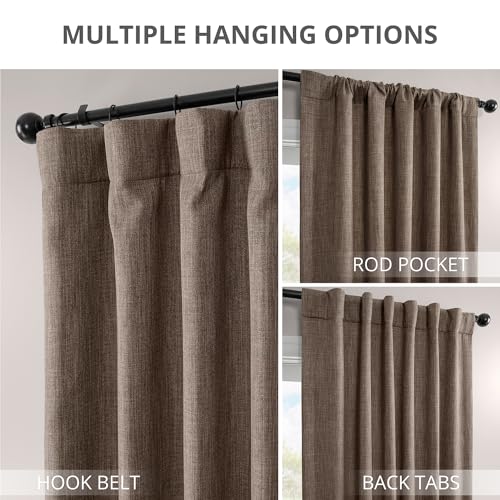 Image of HPD Half Price Drapes - Faux Linen Curtains for Living Room (1 Panel) - 50W X 84L - Textured Room Darkening Curtains for Bedroom 84 Inches Long - Drapes for Home Decor, Dark Gravel (Pack of 10)