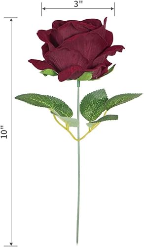 Miniatura 2 de ETERNAL ANGEL Flores artificiales, rosas falsas de color rojo oscuro, flores de franela de aspecto real con tallo para arreglos de bricolaje, ramos