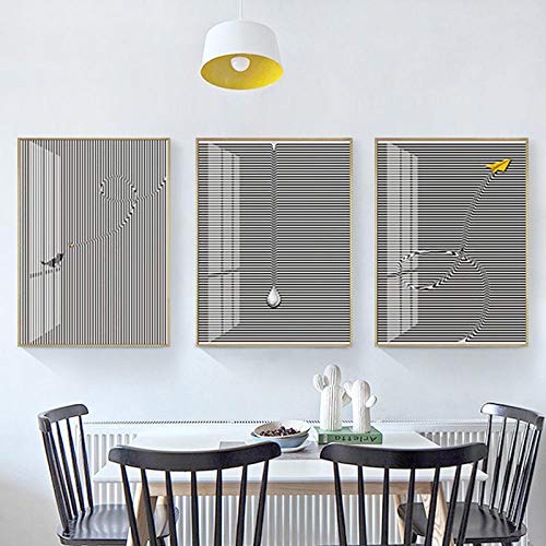 Mural de pared Murales murales de sala de estar Art Deco Painting_Modern Simple Industrial Wind Mural Geometric Lines Abstract Art Deco Painting@Sección B_50 * 70 (pintura de cristal)