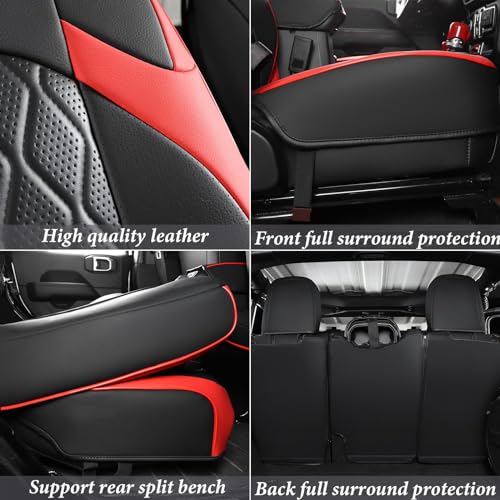 Image of Coverado Seat Covers Fullset for Jeep Wrangler, Waterproof Car Seat Covers for Automotive Truck Seat Covers Custom Fit for 2018-2026 Jeep Wrangler JL 4-Door with Rear Cupholder Only(Red)