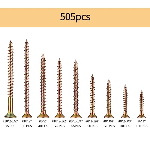 505 Pcs Screws for Wood Screws Self Tapping Screws Assortment Kit - Image 2