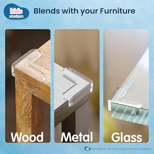 Image of Kids Station Baby Proofing Guards for Furniture-Table Guards with Soft Silicone, Sharp Corner Protection, Transparent PVC-Childproof Safety (L-Shape Transparent Corner Guards, Pack of 12)