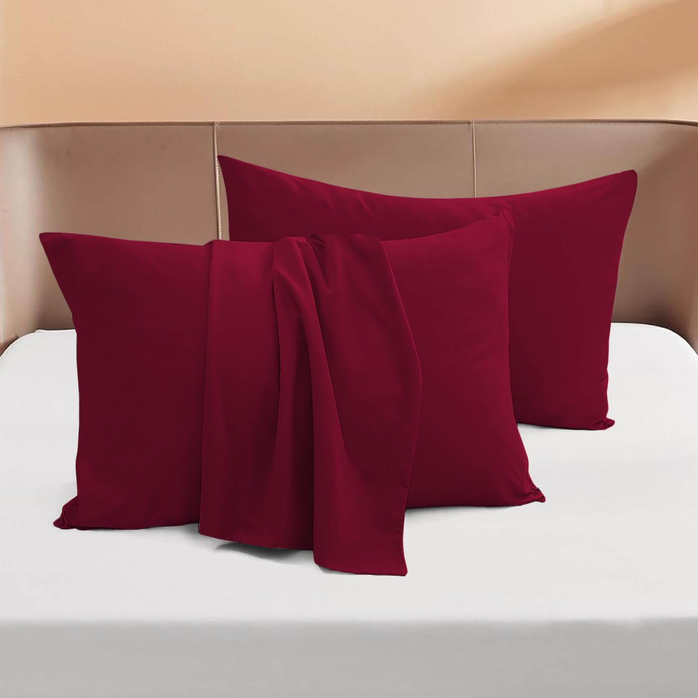 King Size 1000 Thread Count 100% Egyptian Cotton Envelop Closure Pillow Case Set of 2-Piece, Sateen Weave (Solid, Burgundy)
