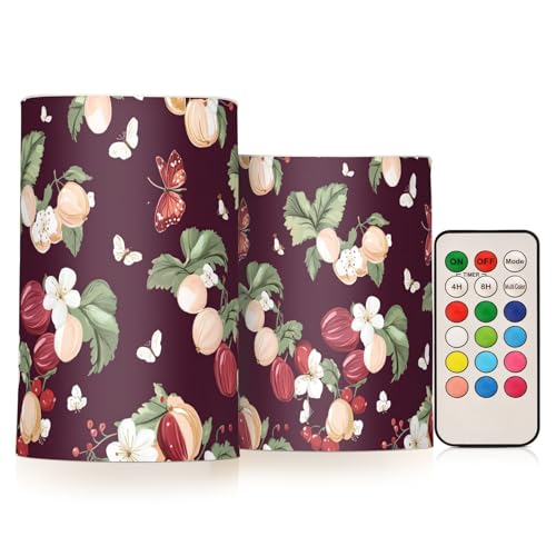 famyily Candela senza fiamma, senza fiamma, a forma di frutti di uva spina, senza fiamma, con alimentazione a batteria, per Natale, 10,2 cm, 12,7 cm, set da 2