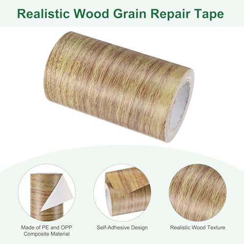 Image of M METERXITY 1-Roll Wood Grain Repair Tape, 4 Inch x 15ft Self-Adhesive Wood Floor Tape, Realistic Textured Repair Patch, Contact Paper for Furniture /Floors /Home Decor [Brown]