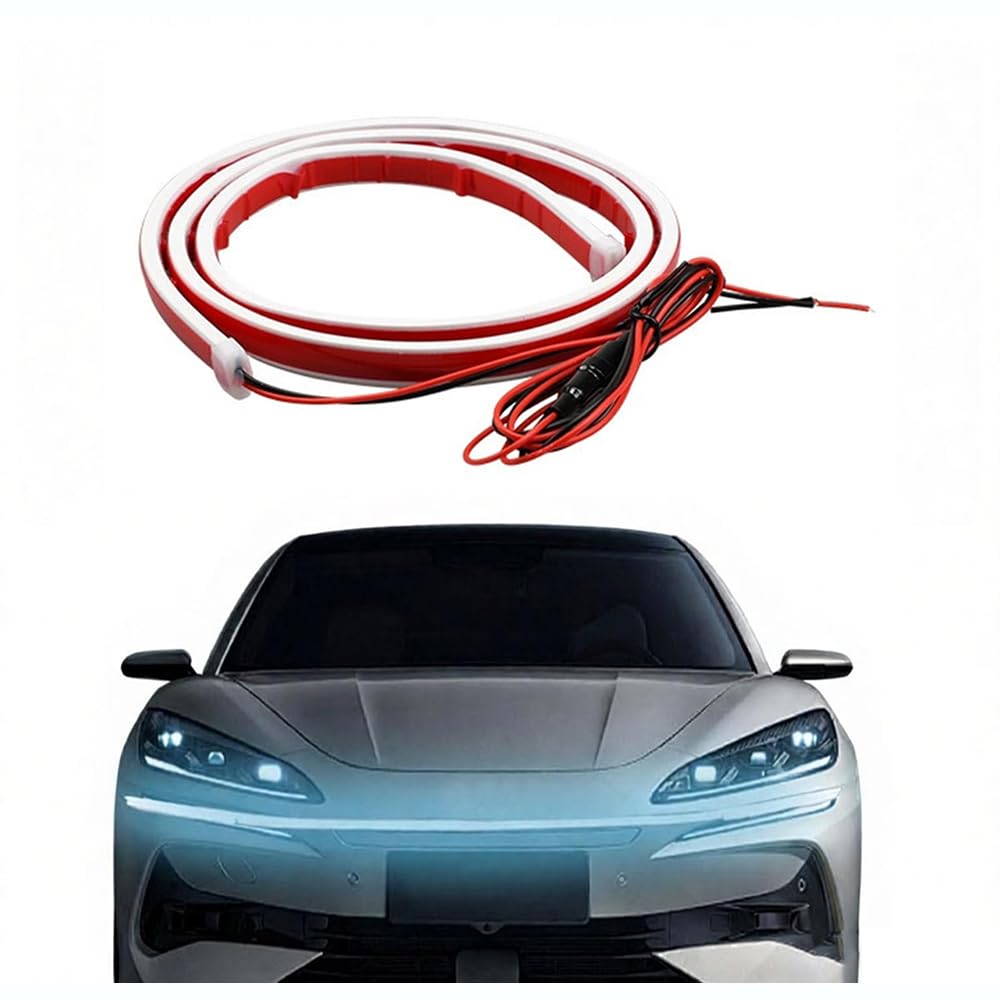 Car LED Hood Light Strip for Honda Saber Shuttle Stepwgn Stream,Daytime Running Lights Cool Decorative Lights Dynamic Scan Start-Up Effect Exterior Accessories,120cm-Blue