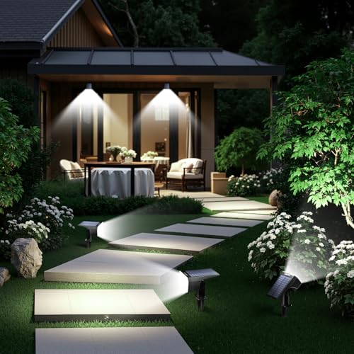 TECKNET Spot Lights Outdoor with 59 LED, 4 Pack Solar Lights Outdoor Waterproof IP65, Auto On/Off Solar Spot Lights, 3 Lighting Modes Solar Powered Garden, 2-in-1 Solars Landscape Light (Cool White) thumbnail 8