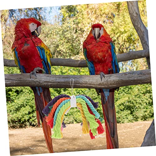 Image of Parrot Cotton Rope Gnawing Dradel Toy Chew Toy Wiggles s Parrot Swing Preening Bird Cage Rope Bird Chew Plaything s Hanging s