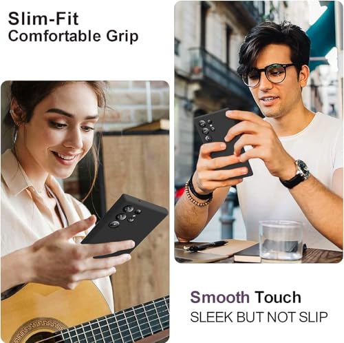 Image of MOBILOVE Back Cover Case for Samsung Galaxy S25 Ultra 5G | Pure Liquid Soft Matte Silicone Case with Logo and Comes with Camera and Screen Protection (Black)