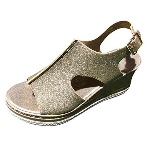 Sandalias Plataforma Mujer Verano Comodas Sandalias Mujer Cuña Peep Toe Zapatos Tacon para Caminar Vintage Elegante Vestir Sandalias para Exteriores
