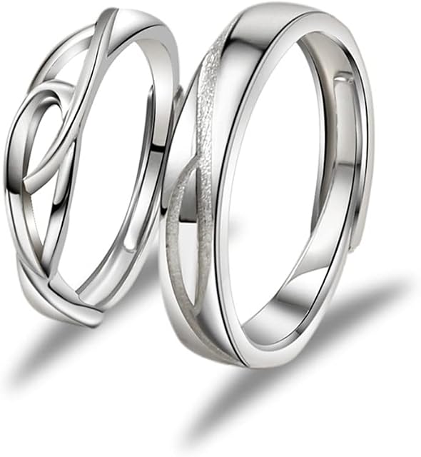 Rupert's Tears Promise Ring for Couples S925 Sterling Silver Romantic Engagement Wedding Statement Open Band Endless Love Matching Set for Him and Her Anniversary Valentine's Day Birthday Jewelry Gift