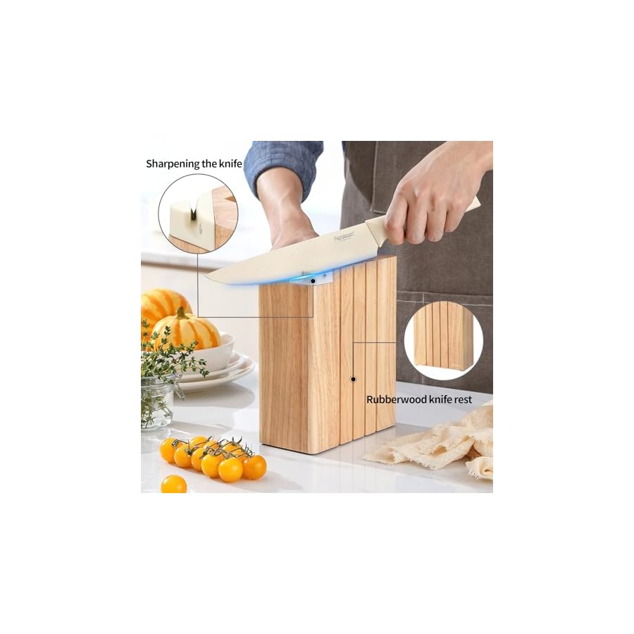 Premium Quality 8-Piece Knife Set with Block, Lightweight and Strong, Ergonomic Handles for Home,Dishwasher Safe