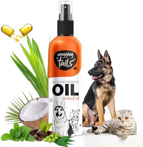 Wagging Tails 6-in-1 Soothing Oil 6.76 fl oz for Dogs | All Natural Ingredients Coconut Oil and Vitamin E Help Control Hair Fall & Improve Coat Shine and Softness