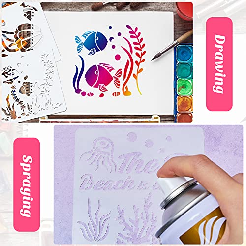 30 Pieces Sea Ocean Creatures Stencils Painting Sea Animal Templates Diy Creatures Pattern Stencils For Scrapbooking Drawing Tracing Furniture Wall Floor Decor Crafts, 5.1 X 5.1 Inch #TOP2