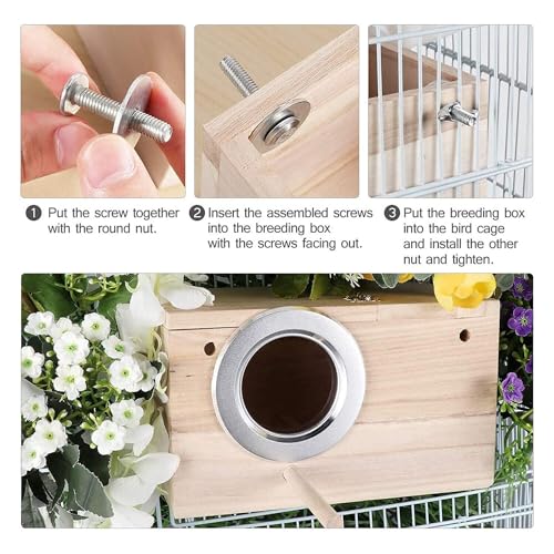 Image of 7.7 inch x4.7 inch Birds Nest Box Lovebird House Wood Parakeet Budgie Cockatiel Breeding Nest Box Cage Wood House for Finch Lovebirds Cockatiel Budgie Conure Parrot