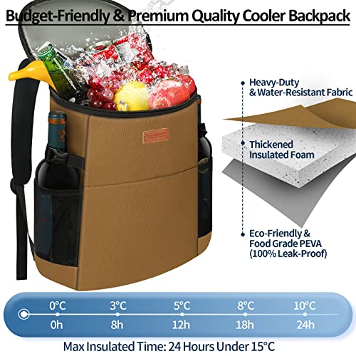 Camping Cooler Backpack 30 Cans, Soft Backpack Coolers Insulated Leak Proof Travel Cooler Bag Waterproof Lunch Picnic Beach Work Trip Thermal Bag Drink Beverage Beer Bag Cooler #TOP3
