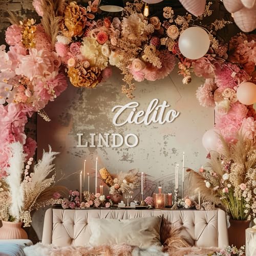 Image of VitalCozy Cielito Lindo Sign for Backdrop Felt Cielito Lindo Sign for Balloon Arch Baby Shower Birthday Party Mexican Talavera Wedding Party Decor for Backdrop Balloon Arch Decor(White,Classic)