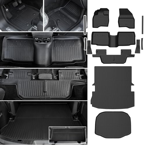 JOULARISE Floor Mats Cargo Mat Set for 2015-2019 Ford Explorer 7 Seats Extra Sub-Trunk Mat and Door Sill Guards All Weather TPE Floor Liners Cargo Liner Trunk Lower Mat Accessories