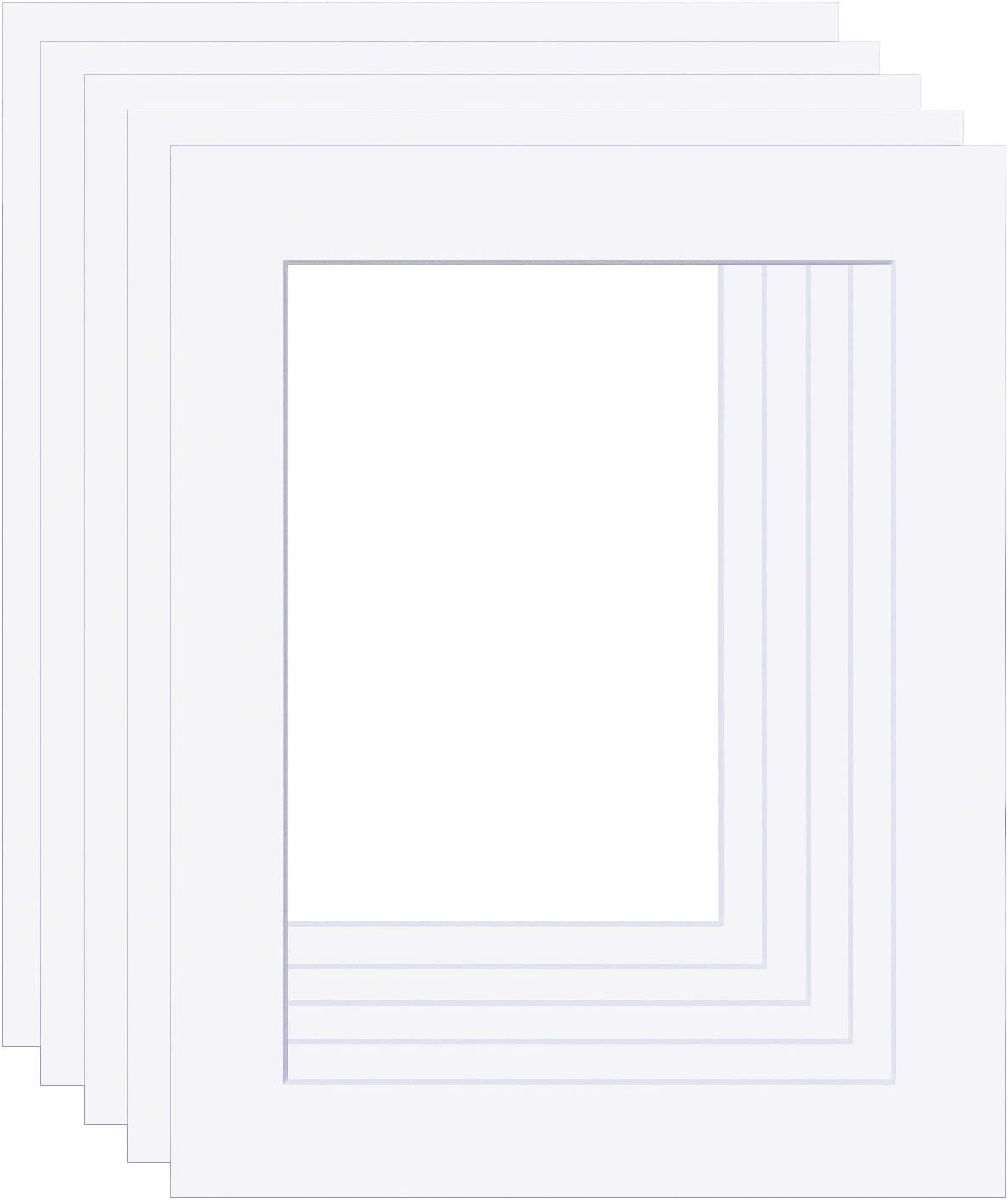 Picture Mounts, Frame Size 16 x 12 to fit A4 or 12x8 Image, Choice of Colour & Quantity [Bright White, Pack of 5]