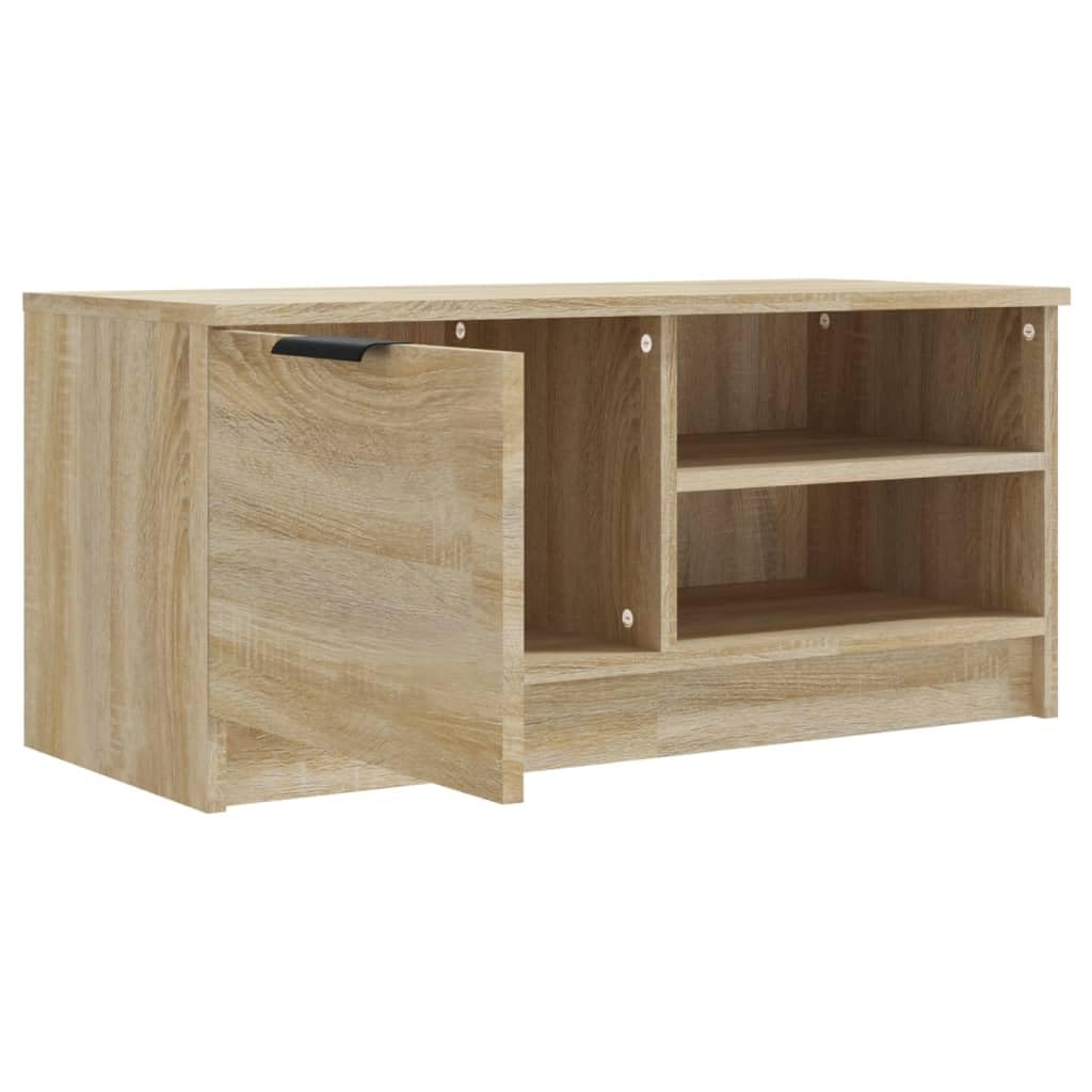 Szafka pod TV, zestaw 2 sztuk, dąb Sonoma 80 x 35 x 36,5 cm, materiał drewnopochodny, konsola medialna z miejscem do przechowywania, do salonu i sypialni