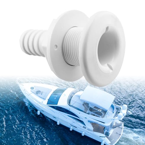 mizikuu Borddurchlass Verschraubung, Verbindungsstück für Rumpf 1-1/2 Zoll 38mm Wasserablauf für Boote ABS Kunststoff Schlauchkupplung Entlüftung Anschluss Borddurchführung für Boote, Yachten, Marine