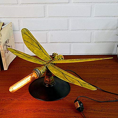 Lampe de table pour chambre d'enfants style conduite d'eau rétro avec libellule