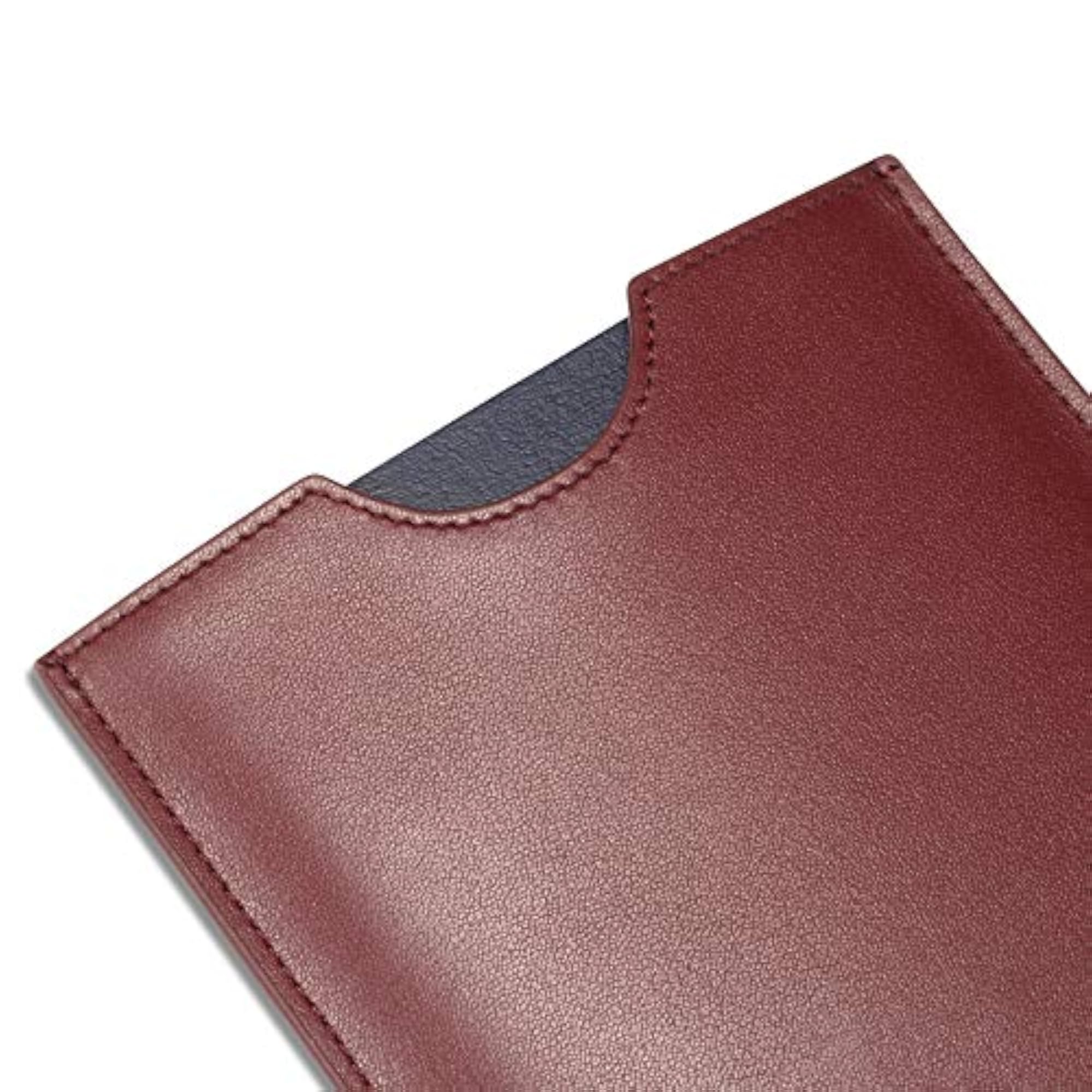 Minimalist Leather Passport Sleeve, Slim Holder in Wine Red