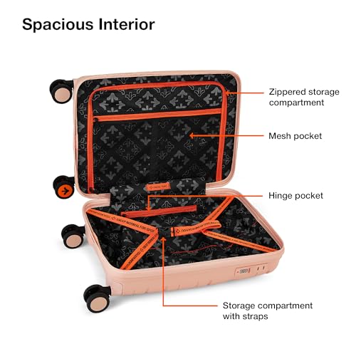 Image of Nasher Miles Paris Hard-Sided Polypropylene Luggage Set of 2 | 55cm & 65cm | 8 Wheels Double Spinner Small & Medium Trolley Bag for Travel | Suitcase (Maroon & Peach)
