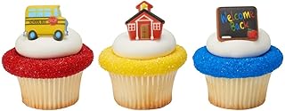 CakeDrake School Icons Cupcake Rings (24 Pieces) Back to School Themed Cake Decor