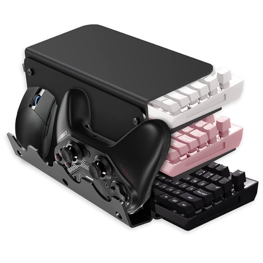 スタイリッシュ&実用的！3段階キーボードホルダーディスプレイスタンド Amazon | アクリル製 キーボード収納ラック キーボード