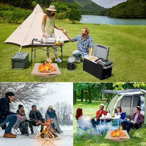 22″Portable Fire Pit for Camping,Large Upgrade Collapsing Stainless Steel Mesh Outdoor Fire Pits for BBQ Heating, Bonfire, Barbecue, Patio,Backyard, Garden(Carrying Bag Included)