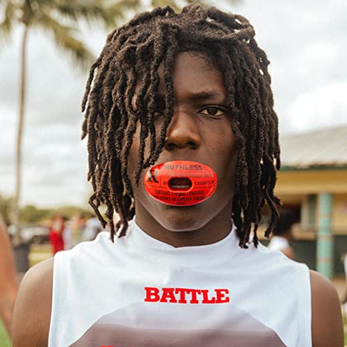 Battle Sports Oxygen Football Mouthguard - Football Mouth Guard With Strap, Superior Airflow & Better Performance, Maximum Breathability, Works With Braces - Ruthless/Black With White Logo #TOP1