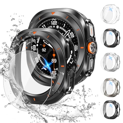 Image of Tensea [5+5Pack for Samsung Galaxy Watch Ultra 2025 / Galaxy Watch 7 Ultra 2024 47mm Accessories, Hard PC Bumper /HD Anti-Fog Tempered Glass Protective Film, Face Cover Set for Women Men