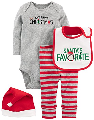 Simple Joys by Carter's Baby Girls' 4-Piece My First Christmas Set, Pack of 4