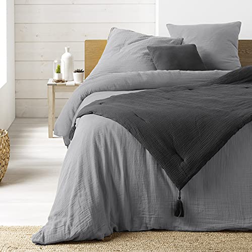 Douceur d'Intérieur, Bettläufer, 80 x 180 cm, Baumwoll-Gaze Angelia, anthrazit, Oberseite: 100 % Baumwolle, Unterseite: 100 % Polyester, kleines Einzelbett - Image 3