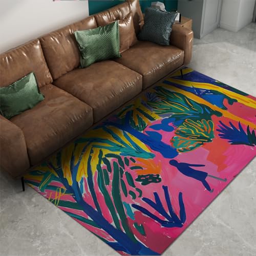 Tapis Matisse aquarelle en peluche douce pour chambre d'enfant et intérieur, 120x210 cm