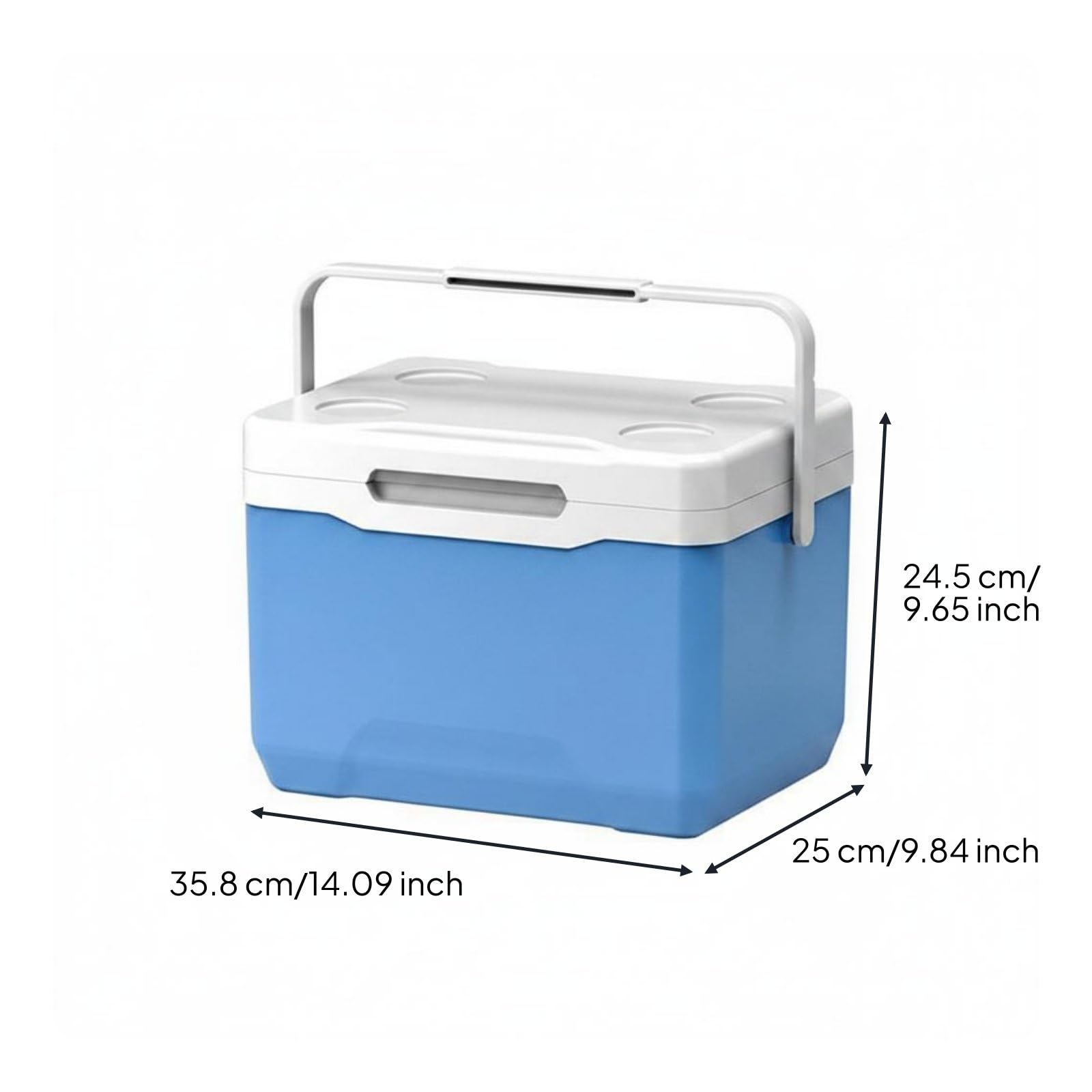 Homyl Portable Scatola Ghiaccio Portatile Contenitore Termico per Conservazione Cibi Bevande Isolamento Pratico Struttura, 13L, Portatile, Con Portabicchieri Fisso, Maniglia Portatile E Coperchio
