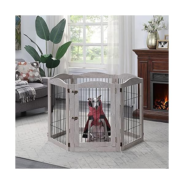 unipaws 6 Panels Extra Wide Freestanding Walk Through Dog Gate with 4 Support Feet, Pet Playpen, Foldable Stairs Barrier Pet Exercise Pen for Dogs Cats,Indoor Use Only unipaws 6 Panels Extra Wide Freestanding Walk Through Dog Gate with 4 Support Feet, Pet Playpen, Foldable Stairs Barrier Pet Exercise Pen for Dogs Cats,Indoor Use Only