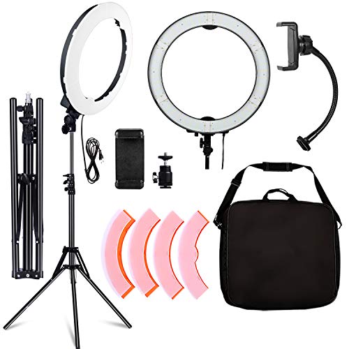 SH Ring Light Kit : Outer Circle 20 Inches/49 Centimeters 5500K with Color Filter, Beauty Lighting for Phone Live, YouTube, Vidoe, Self-Portrait