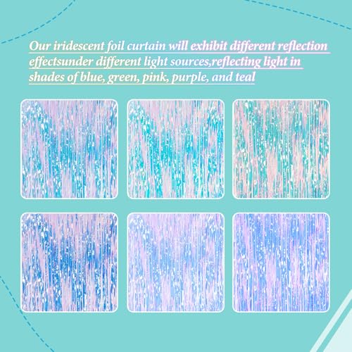 Image of DECOCKRAT 3 Pack Foil Fringe Backdrop - Iridescent Shiny Tinsel Curtains for Party Decoration /Photo Booth Props - 3.3x8.2 FT Metallic Foil Backdrop for Birthday, Wedding, Graduation, Christmas.