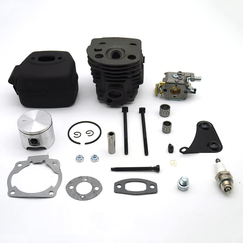 LILYY Silenciador de Escape de carburador de pistón de Cilindro de 46MM, Kit de Tensor de Ajuste de Cadena for Husqvarna 55 51, Pieza de Repuesto de Motosierra de jardín