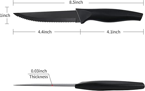 Miniatura 5 de LIFVCNT Juego de cuchillos de cocina profesionales azules de 7 piezas, juego de cuchillos de carne dentados, juego de cuchillos de chef de acero