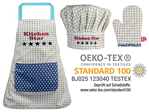 Emily´s Check Kochmütze + Küchenschürze + Topfhandschuh für Kinder - 3teiliges Set 1428.2002, Kitchen Star, Medium [7-12 Jahre] – Ansicht 6