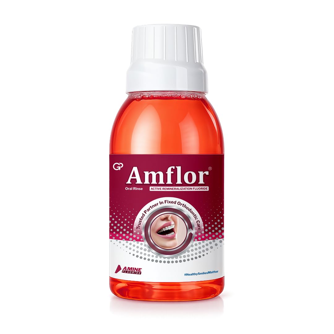 Amflor Mouthwash for Braces | Prevents Cavities & White Spot Lesions | Organic Amine Fluoride for Enamel Remineralization| Mint Flavour Orthodontic Mouthwash | Pack of 1 (250ml)