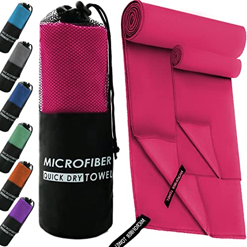 Recopilación de Toallas de playa que puedes comprar esta semana. 44 DQST Toalla Microfibra Secado Rápido 2 Pack, Toalla de Viaje Ligera y Portatil, Toalla Deportiva para Playa, Natación, Yoga, Gimnasio, Camping, Senderismo, ect (Rosado, 2PACK)