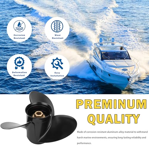 Image of 10 3 /8 x 13 (10 Spline Tooth) Parts No.48-19640A40 Upgrade Aluminum Boat Outboard Propeller Compatible with Mercury Engines 9.9 /15 /18 /20 /25HP RH